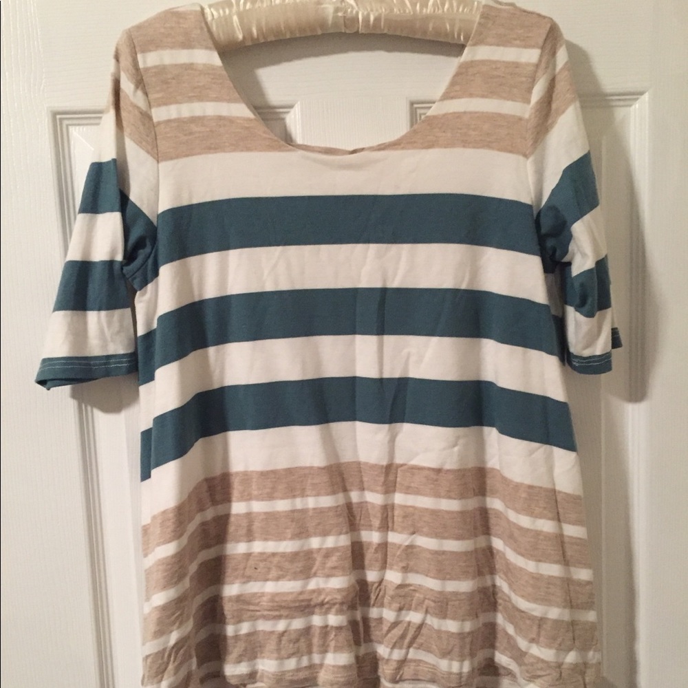 Striped tee 3/4 length sleeve
